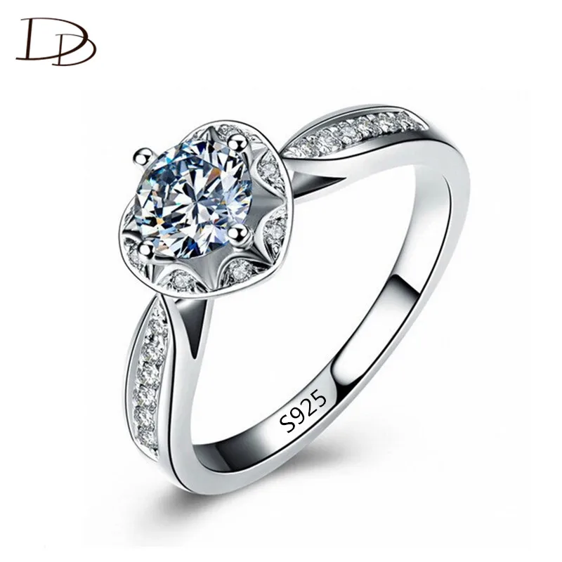 925 stříbrné prsteny pro ženy ročník zásnubní 1 karát srdce tvar snubní prsten drahokamu šperky aneis bijoux DD107