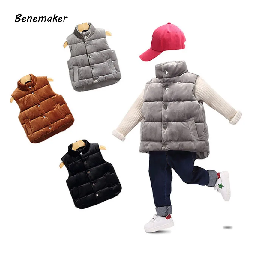 Benemaker/ зимний детский бархатный хлопковый жилет для девочек и мальчиков; теплый жилет; детская ветровка; куртки без рукавов; JH114