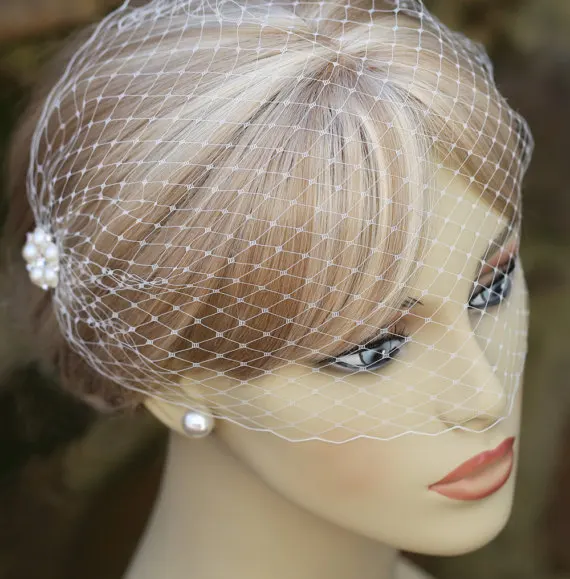

White cystal wedding veil bridal bridcage cathedral wedding veil wedding accessories