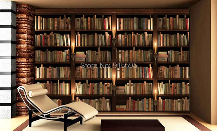 Пользовательские фото обои 3D Европейский стиль ретро Диван ТВ фон настенная бумага настенная книжный шкаф книги фотообои для книжной полки обои