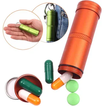 

Survival Case Container Outdoor Holder Emergency First Aid Survival Pill Tank Aluminium Alloy Safety first aid Tool