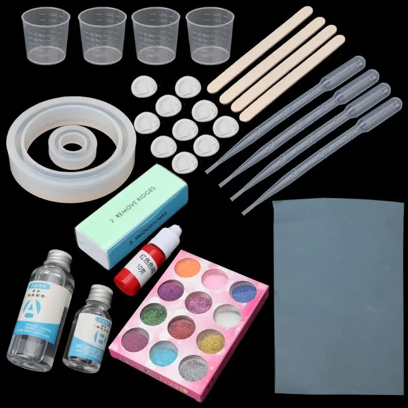 

DIY Epoxy Resin Ring Bracelet Molds Jewelry Making Tool Kit With Resin AB Glue jewelry tools