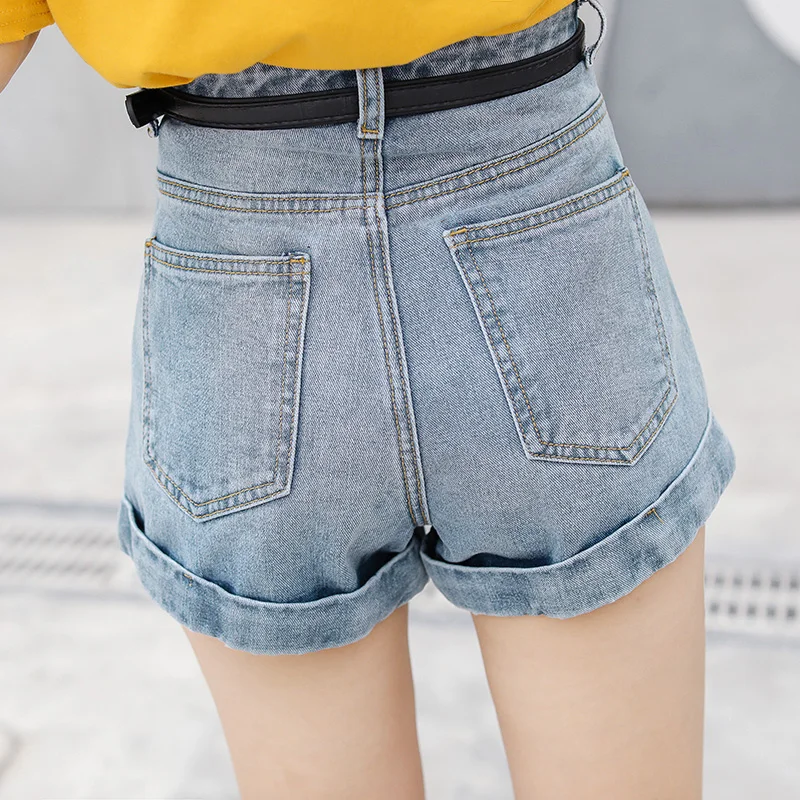 High Waist Denim Shorts Size Female Short Jeans for Women 2018 Summer Ladies Hot Shorts solid crimping denim shorts Jeans