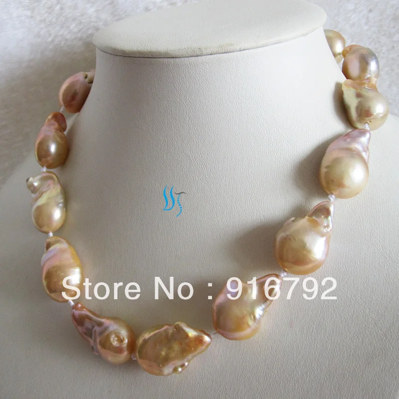

18" 13-16mm Pink Beadnucleated Baroque Pearl Necklace