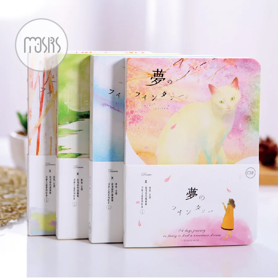 

Japanese Kawaii Cat Dream Kittens Hardcover Notebook Weekly Planner Journal Graffiti Note Book Creative School Stationery Gift