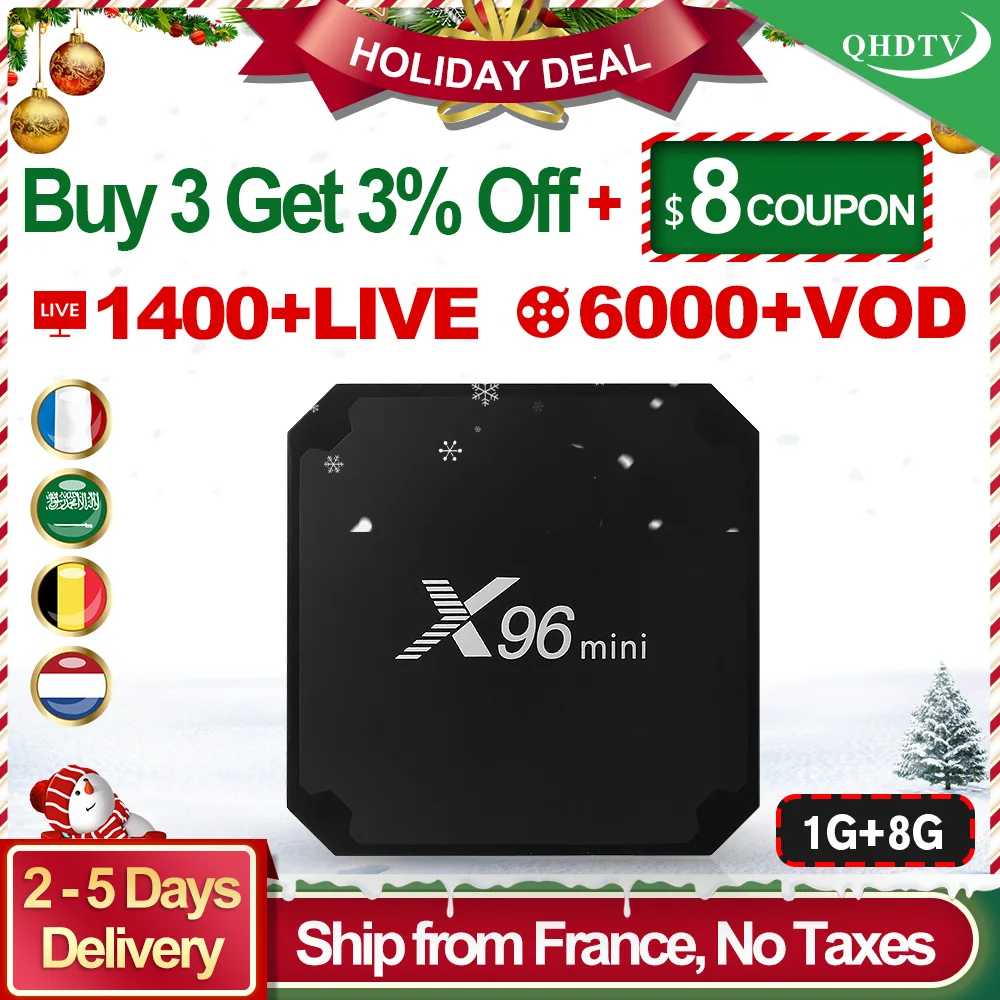 X96 Mini IPTV France Box Android 7.1 IPTV Code QHDTV Box Quad Core X96mini 1 Year IPTV Belgium France Arabic Netherlands IP TV  