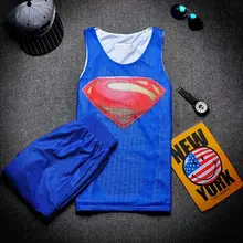 2017 Summer Fashion Tank Top sets 3D Print Sleeveless Shirt and Shorts Superhero Superman Brand Clothing Men’s T shirt