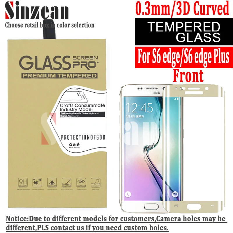 50 шт 3D изогнутое полноэкранное стекло для samsung galaxy S6 edge/s6 edge plus полное закаленное