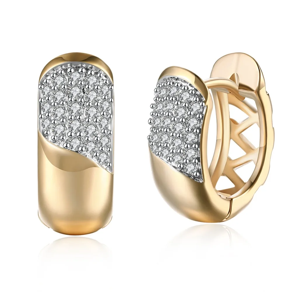 

Marcatsa Unique Small Circle Austrian Clear AAA Cubic Zircon Earring Champagne gold Statement stud Earrings for women girl gift