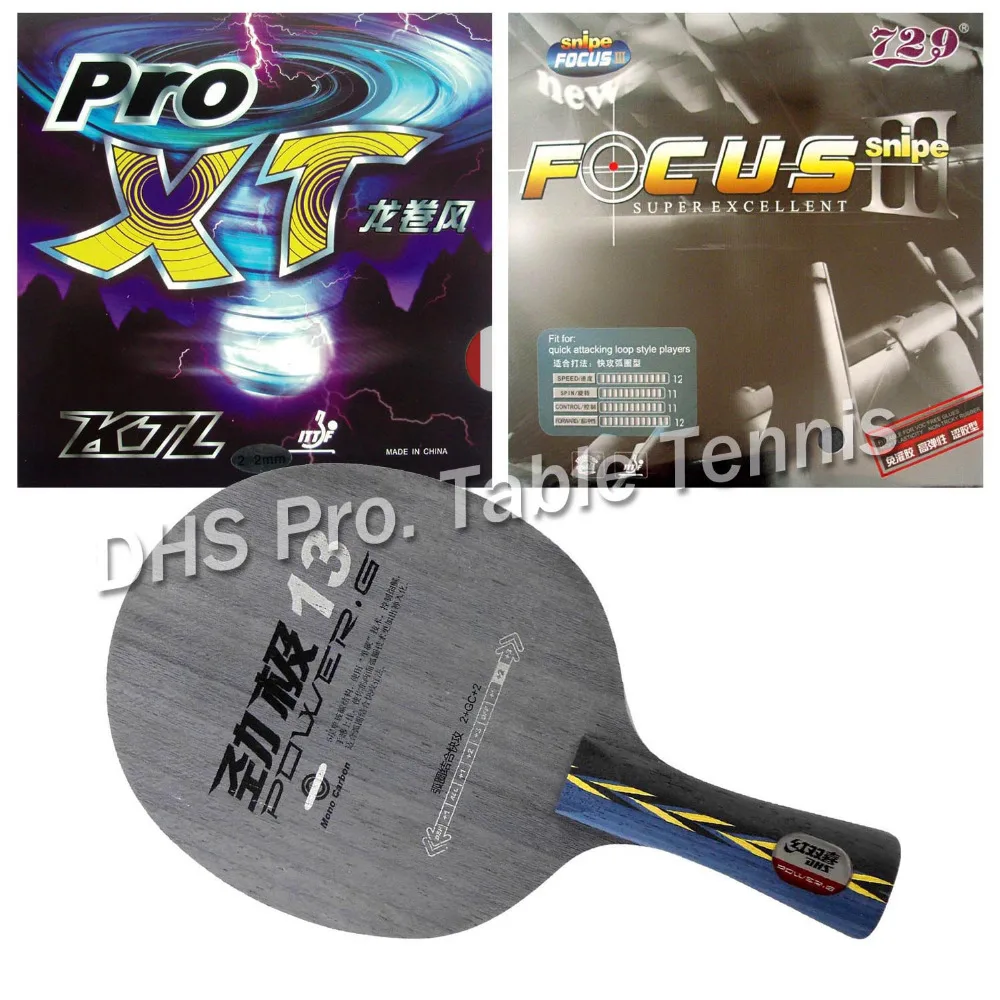 

Pro Table Tennis Combo Paddle DHS POWER.G13 PG13 PG.13 PG 13 with KTL Pro-XT and 729 FOCUS III Racket Shakehand long handle FL
