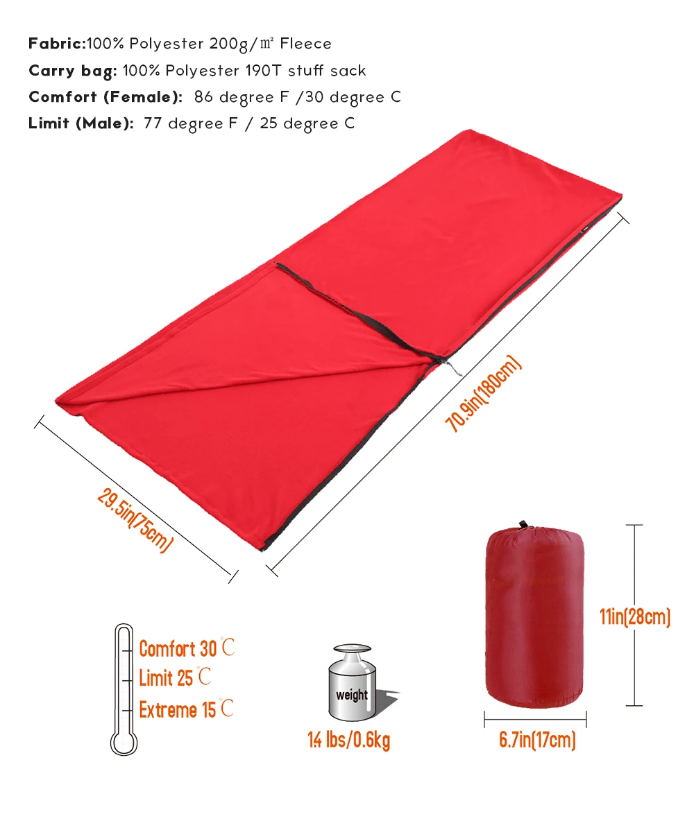 Флисовый спальный мешок KingCamp для взрослых, Одноместный конверт на весну и осень, теплый Многофункциональный Спальный мешок 180x75 см, уютные спальные мешки для ленивых