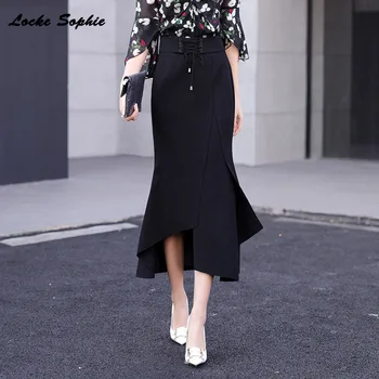 

Hight waist skirts Women's Plus size Fishtail skirts 2020 Spring knitting Irregular Lace-up Ladies Skinny mermaid skirts Girls