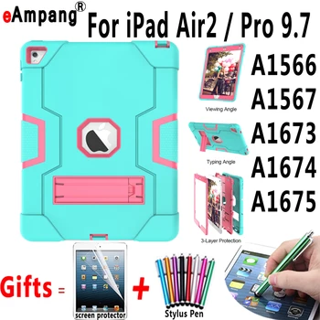 

Drop Resistance Heavy Duty Double Color Case for Apple iPad Pro 9.7 A1673 A1674 A1675/ Air 2 Air2 A1566 A1567 Cover Coque Capa