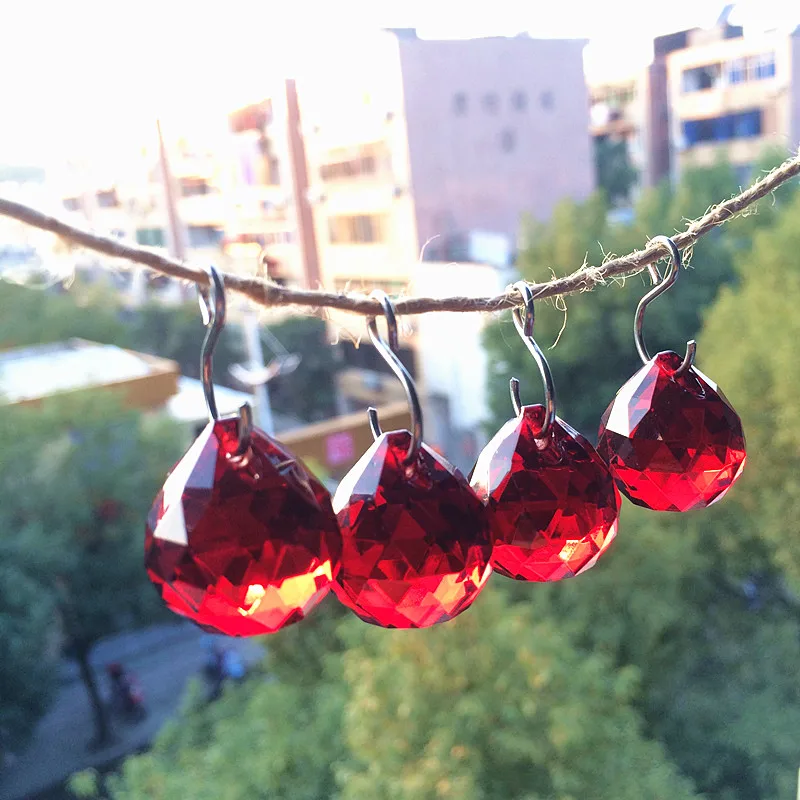 Bolas de Cristal de Vidro Peças de Lustre Bolas de Iluminação Lote Milímetros Facetado Vermelho Livre Rigns Suncatcher Casamento Casa Decoração 24 pc - 20 4 Peças de Lustre, bolas de iluminação Suncatcher Casamento Casa Decoração