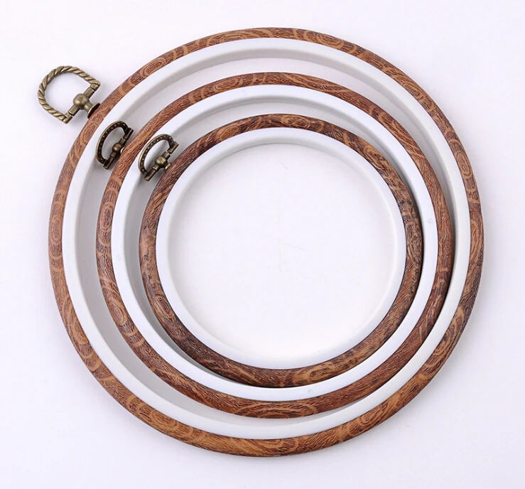 Wood Color Plastic Frame Embroidery Hoop Ring Circle Round Loop For cross Stitch Needlecraft Household sewing Tool (3)