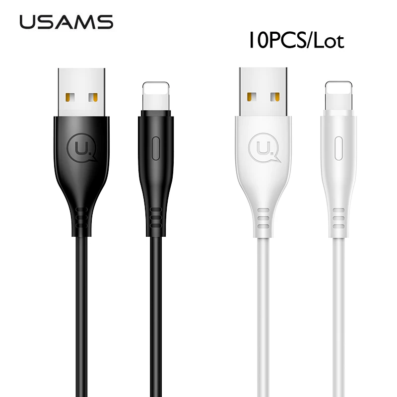 

10PCS/Lot USAMS USB Cable for iPhone USB Cable Fast Charging Cable USB for iPhone Cable Sync Data for iOS 12 11 Round Data Cord