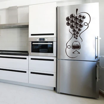 

Stickers Cuisine Grapes and Glass of Wine Vinyl Wall Art Decals Wallpaper Fridge Wall Decor Home Decor Poster House Decoration