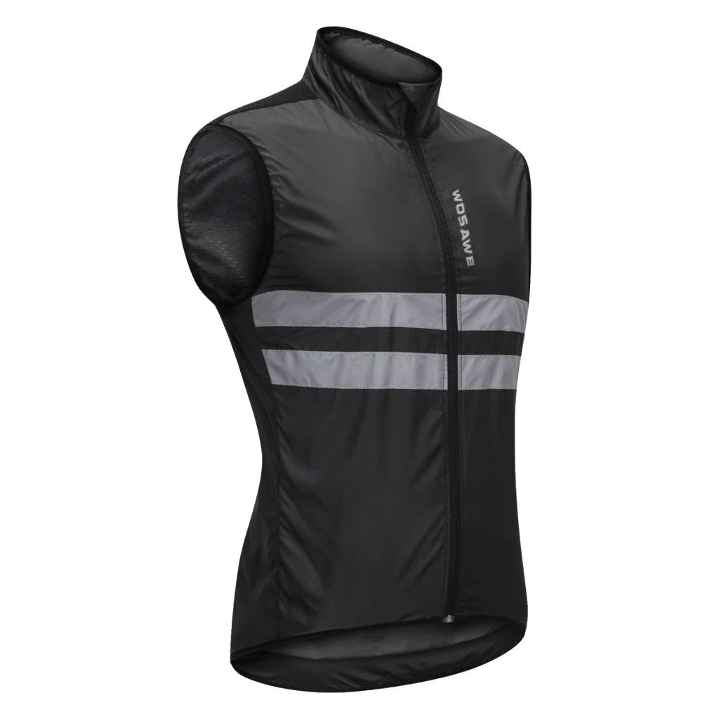 Reflective Safety Sleeveless Vest Windproof for Night Cycling MTB Road Mountain Bike Riding Running Hiking Fishing M-XXXL