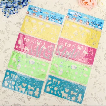 

TIAMECH 4pcs/Set Cute Art Graphics Symbols Drawing Template Ruler K4542