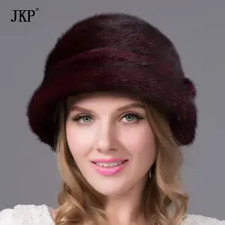 JKP Осень Зима Европа и США из натуральной кожи норки меховая шапка мода Женская бейсбольная кепка теплые уха шапка