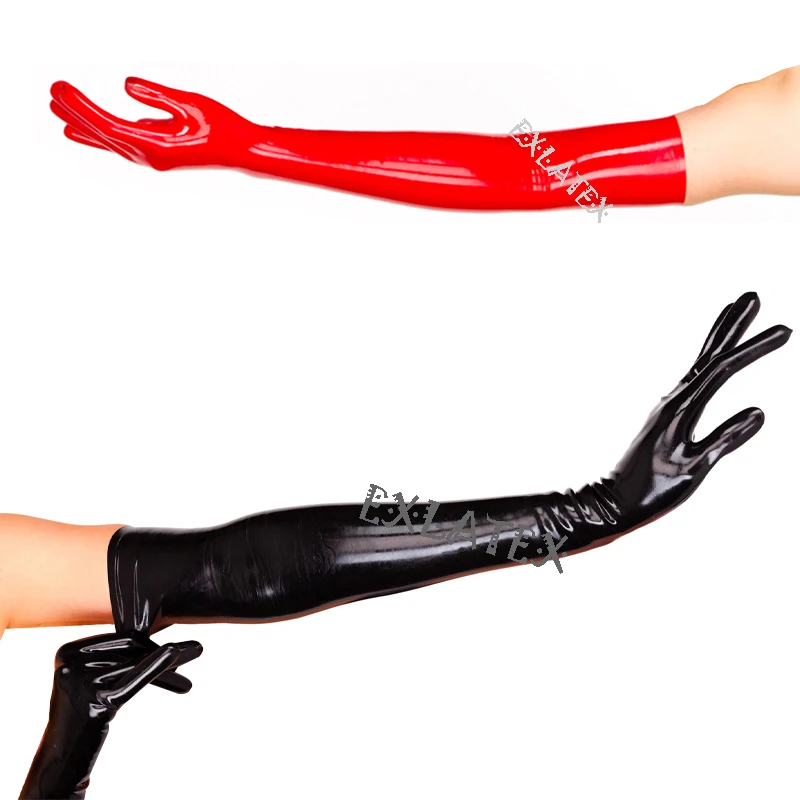 Латексные перчатки Женские варежки латексные длинные перчатки одежда резиновый Фетиш модный костюм аксессуар 60 см перчатки