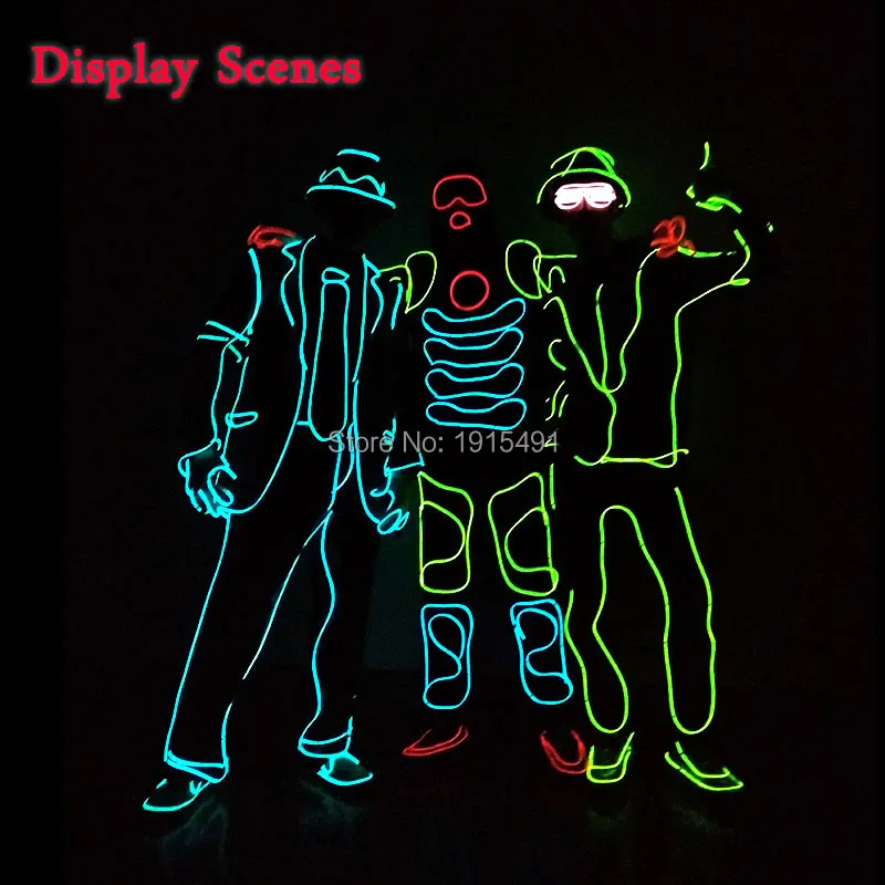 EL Suit Funky Popular EL Wire Glowing Monkey King Clothing Neon Led Strip Cosplay Glamorous Costume for Christmas Celebration