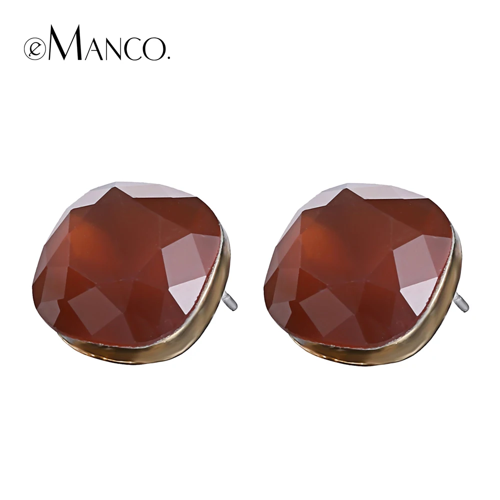 

eManco Colorful square crystal stud earrings for women geometric alloy small statement earring boucle d'oreille women