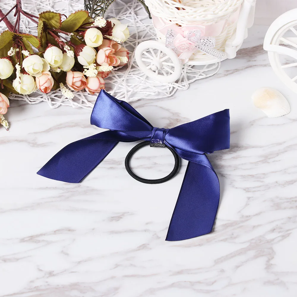 

New Women Multicolor Satin Ribbon Elastic Bow Hair Band Rope Scrunchie Ponytail Holder Sweet Girls Fashion Hair Accessories
