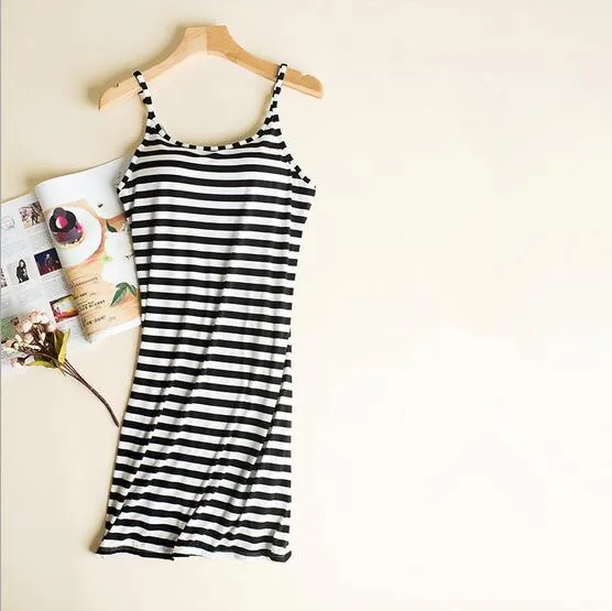 Sexy Nightdress Summer Modal Women's Lingerie Spaghetti Strap Elegant Nightgowns Sleepwear For Girl Black/White Nightwear Q300