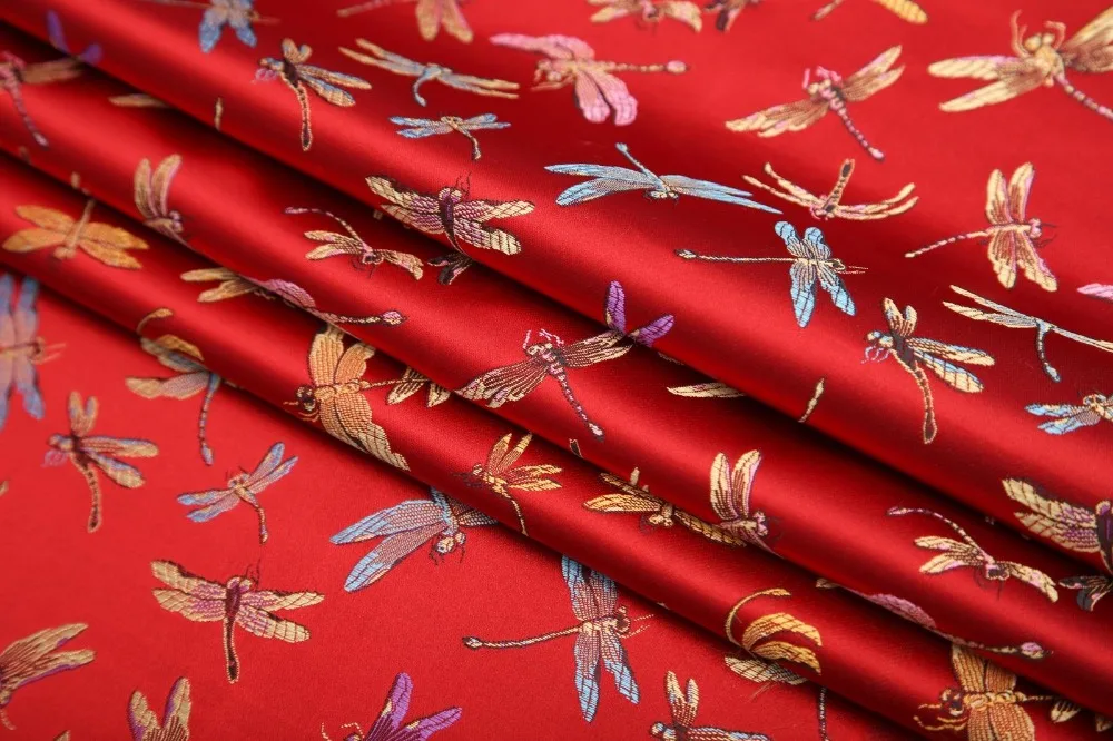 Стрекоза Цветочные парчовая ткань, дамасский жаккард одежда костюм обивка интерьер Шторы Материал подушка ткани 90 см* 50 см