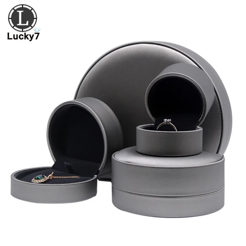 

Jewelry Box Semicircular Ring Box Pendant Box Brushed Pu Leather Bracelet Necklace Box For Ring Display Jewelry Case Ring Holder