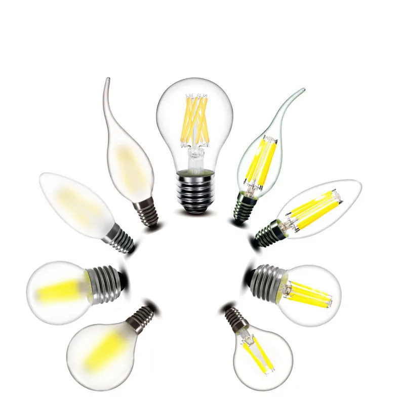 

6pcs/lot 2w 4w 6w 8w E27 E14 Clear LED Bulb A60 G45 C35 B10 220v AC LED candles Lamp Frosted Filament light 230v AC