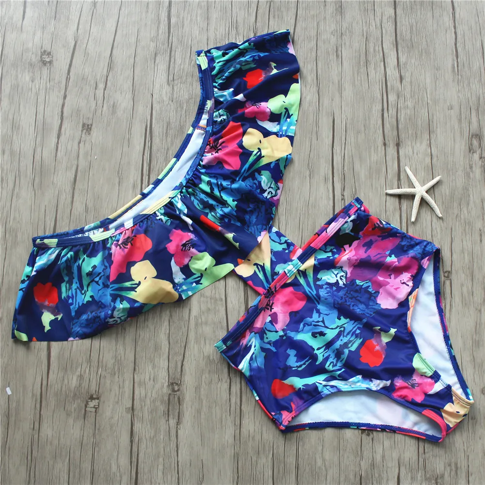 

Sexy 2019 High Waist Swimsuit Women Ruffle One Piece Swimwear Female Floral Bikini Bathing Suit Beach Wear Swim Biquini