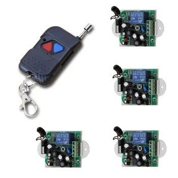 

85V 110V 120V 220V 250V 1CH RF Wireless Remote Control Switch System 1 Transmitter and 4 Receiver Universal Gate Remote Control