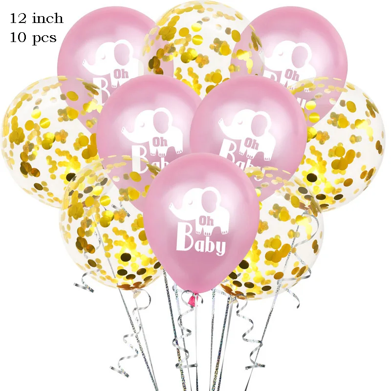 Leeiu Happy Birthday Oh Baby Elephant Balloons Baby Shower Silver Confetti Ballons Birthday Decoration Jungle Party Supplies - Color: 8