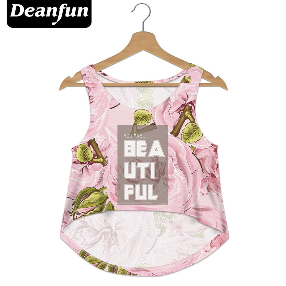 Deanfun Women Crop Tops 3D Printed Pink Rose BEAUTIFUL Girls Sweetness 2017 New Style for Summer 