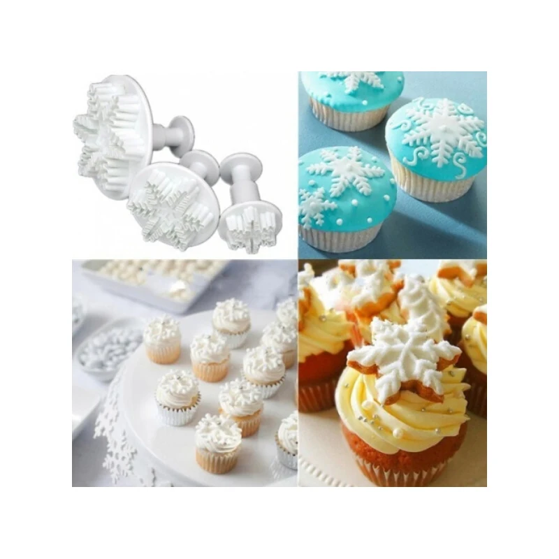 3pcs Snowflake Cake Decorating Molds Cake Plunger Mold 3pcs Snowflake Cake Decorating Molds Cake Plunger Mold