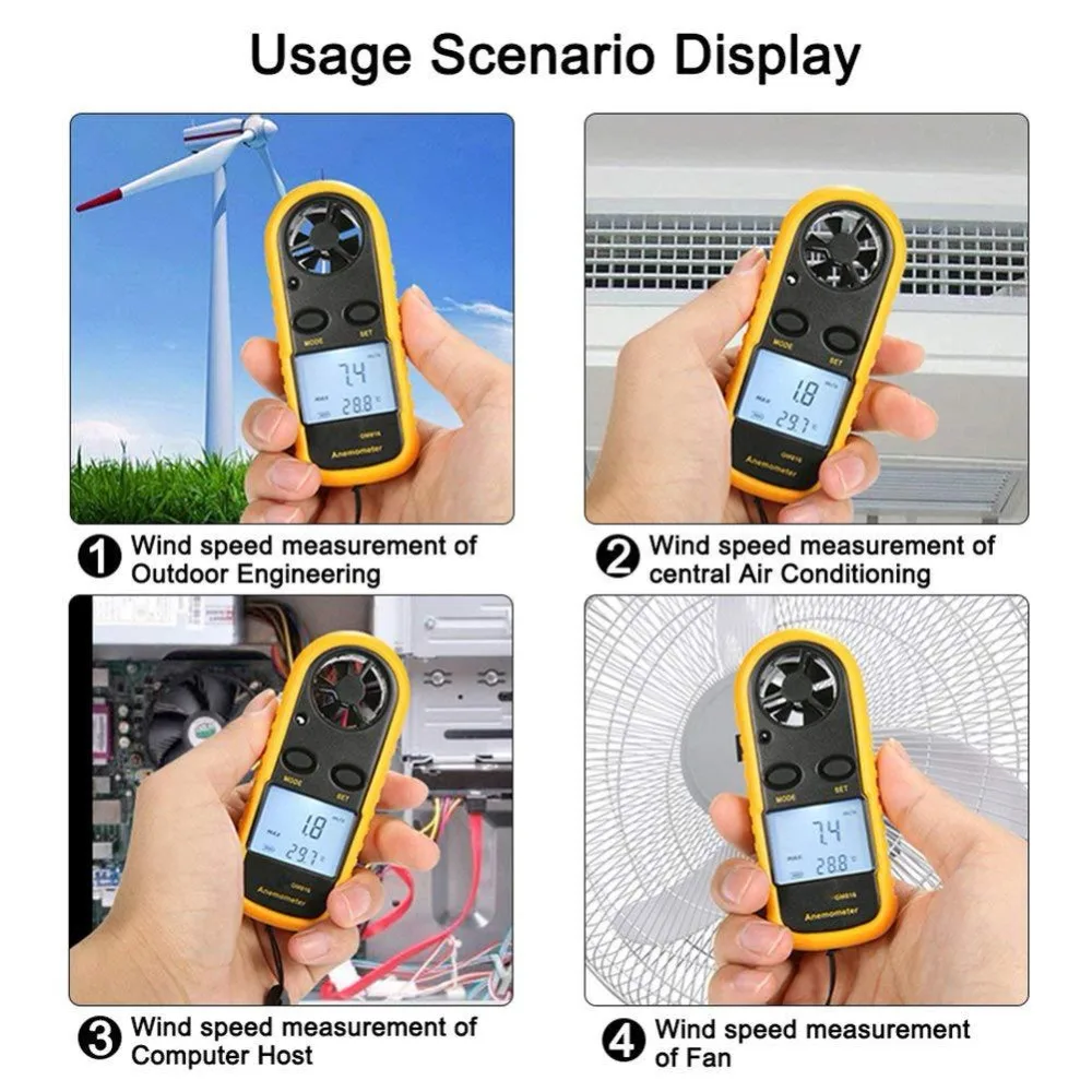 Анемометр Anemometro термометр измеритель скорости ветра метр Windmeter 3 Портативный Ручной инструмент
