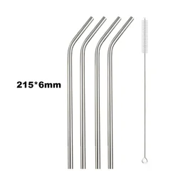 Premium Reusable Stainless Steel Drinking Straws Set with Cleaning Brush - Eco - Friendly Bar Party Essentials (Silver - 3)