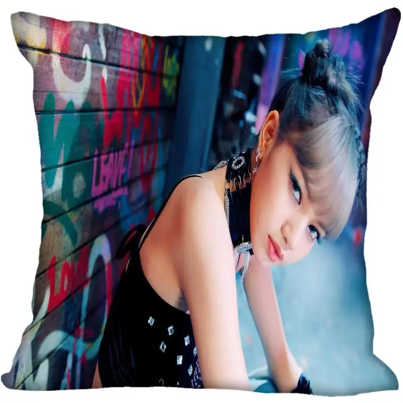 

Fan Xi Hot Custom KPOP BLACKPINK LISA Printed Silk Square Pillowcase Home Decorative zipper Satin Pillowcases (One Side)
