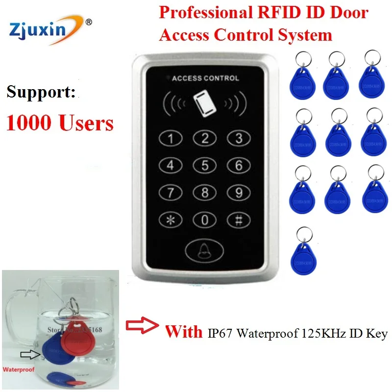 

RFID Proximity Card Access Control System RFID/EM Keypad Card Access Control Door Opener + 10pcs ID waterproof keys