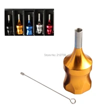 Короткая резная арочная короткая машинка для нанесения татуировки из алюминиевого сплава, патрон, ручка, трубка, золотая для моторного пистолета, рукоятка пистолета