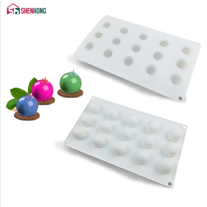 

SHENHONG 15 Holes Dessert Ball Silicone Cake Decorating Mold For Baking Mould Dessert Mousse Pastry Pan Bakewar Chocolate Mold