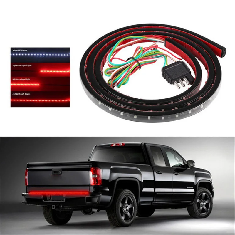 

Red White Flexible Cargo Carrying Strap Light Bar 48/60' for Reverse Brake Turn Signal Operating for Pickup Truck SUV