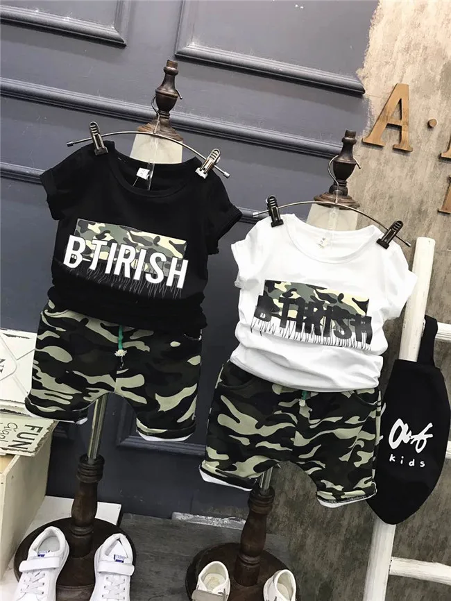 

Summer Children Boy Clothes 2018 new Sets Kids 2pcs Short Sleeves T-Shirt Toddler Suits Camouflage Shorts Child Clothing Suits