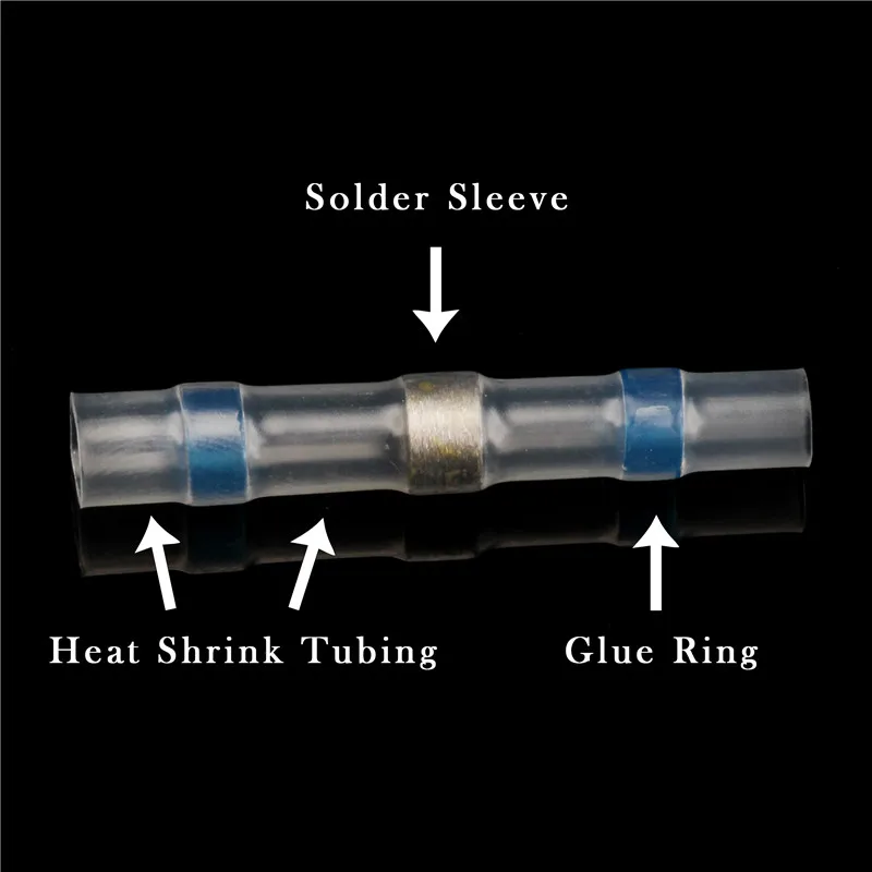 100 шт термоусадочный припой соединители рукава 26-10 AWG электрические водонепроницаемые клеммы для спайки уплотнения прикладочная проволока