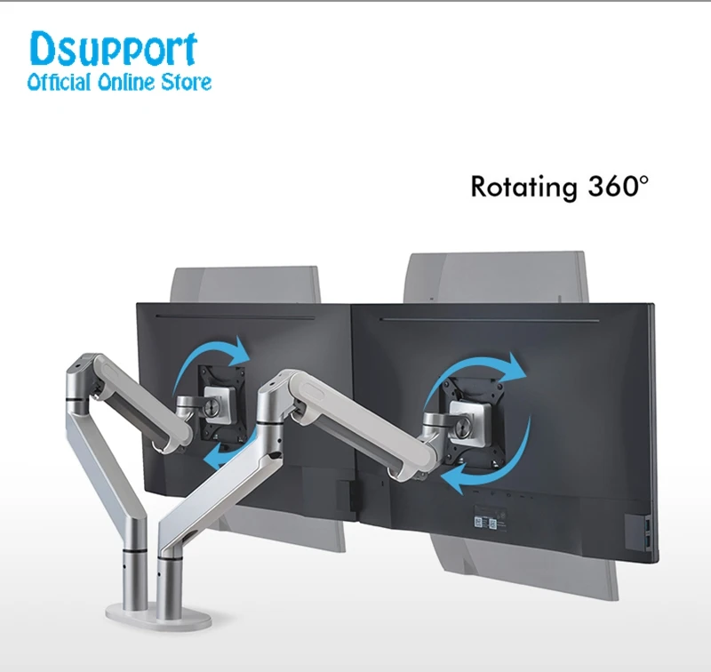  Dual Arm Monitor Mount Desk StandFully Adjustable Aluminum Monitor Holder Gas Spring Monitor TV Mou