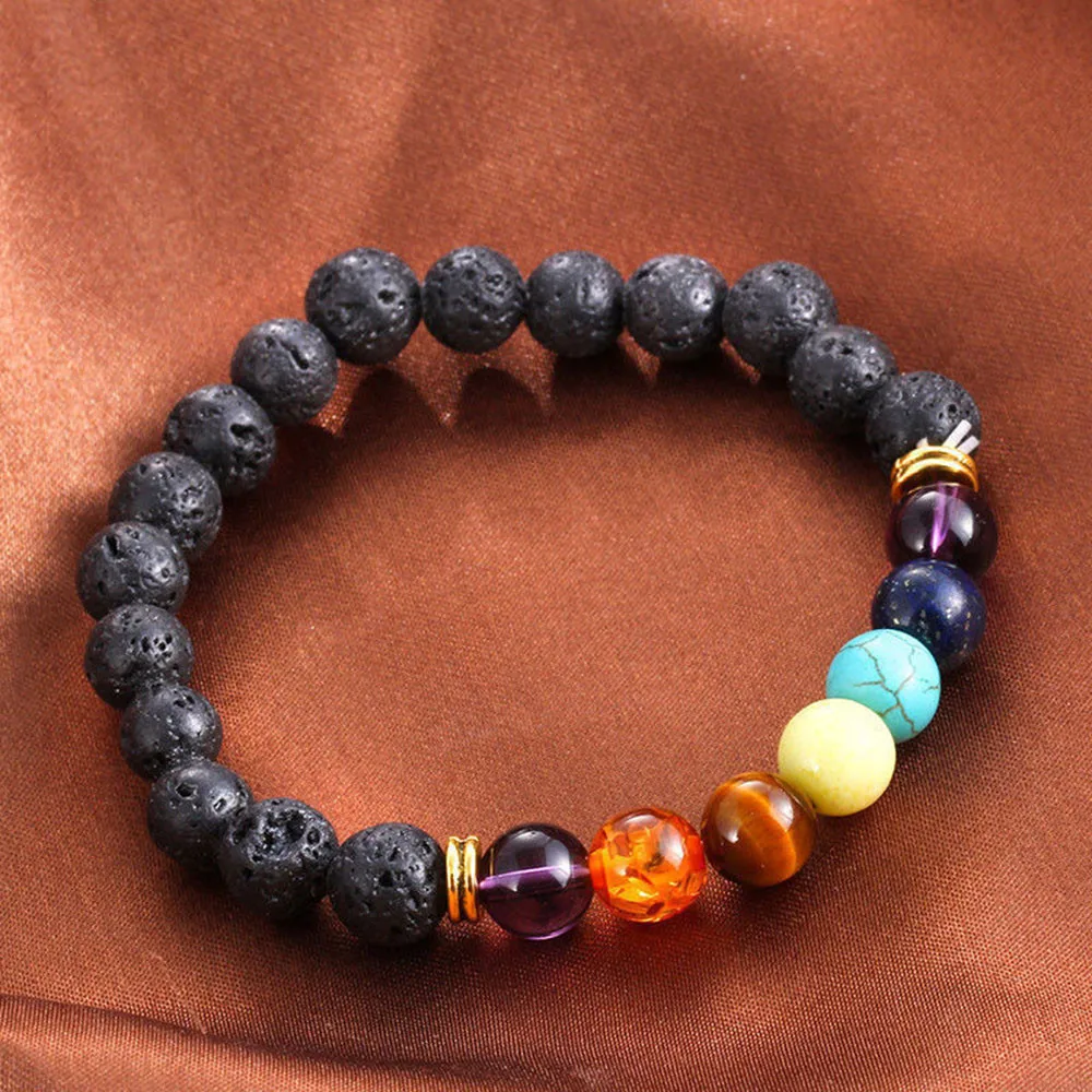 

7 Chakra Healing Beaded Bracelet Natural Lava Stone Diffuser Bracelet Jewelry 202510