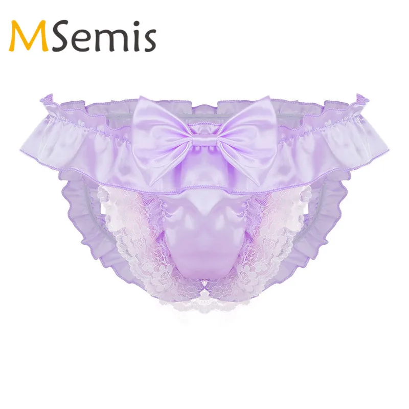 MSemis Мужское нижнее белье Sissy трусики для геев мягкие атласные мужчин без косточек