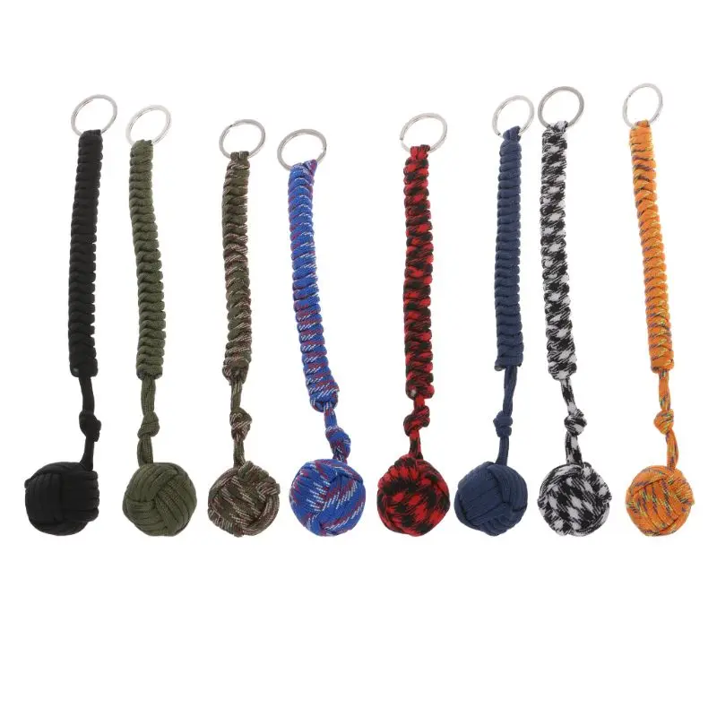 

Outdoor Security Protection Black Monkey Fist Steel Ball Bearing Self Defense Lanyard Survival Key Chain